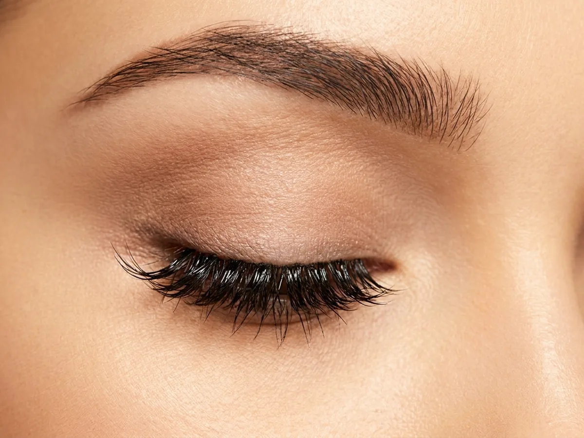 Anime / Spike lash style — applied volume set, closed-lid macro