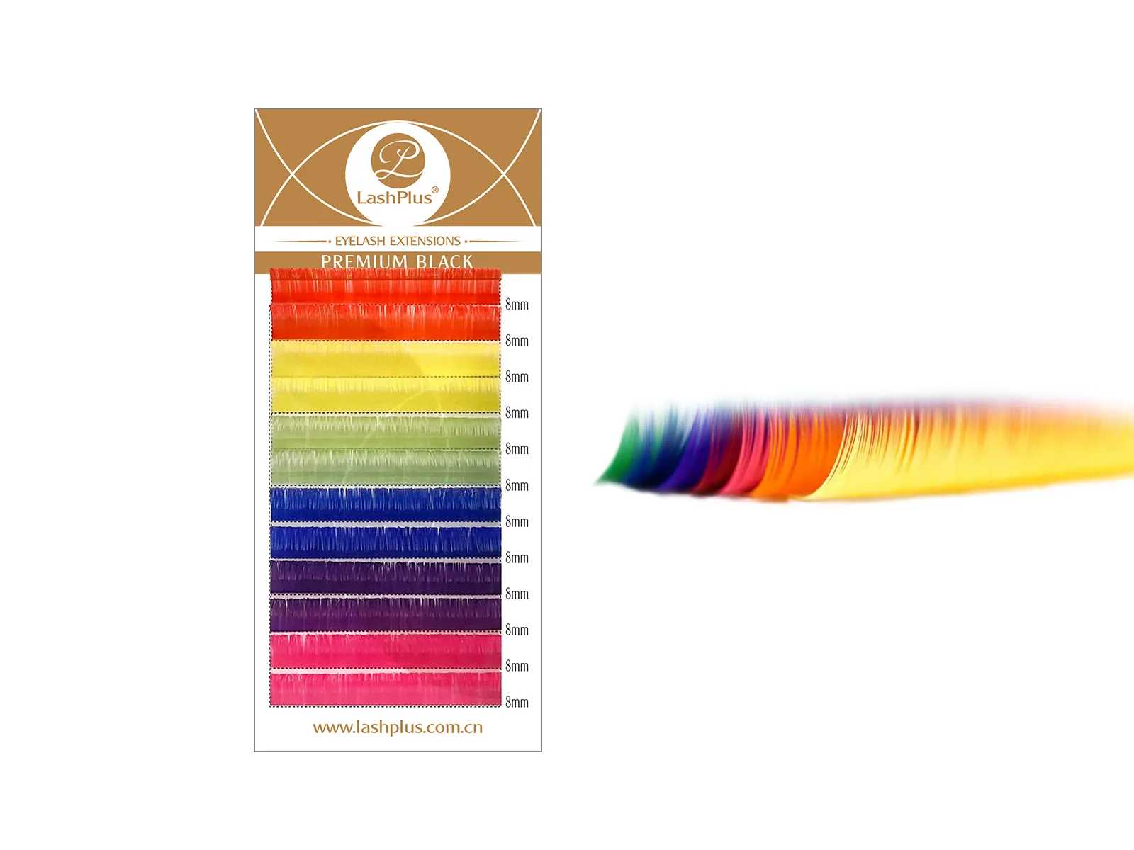 LashPlus colored eyelash extension trays, custom color range