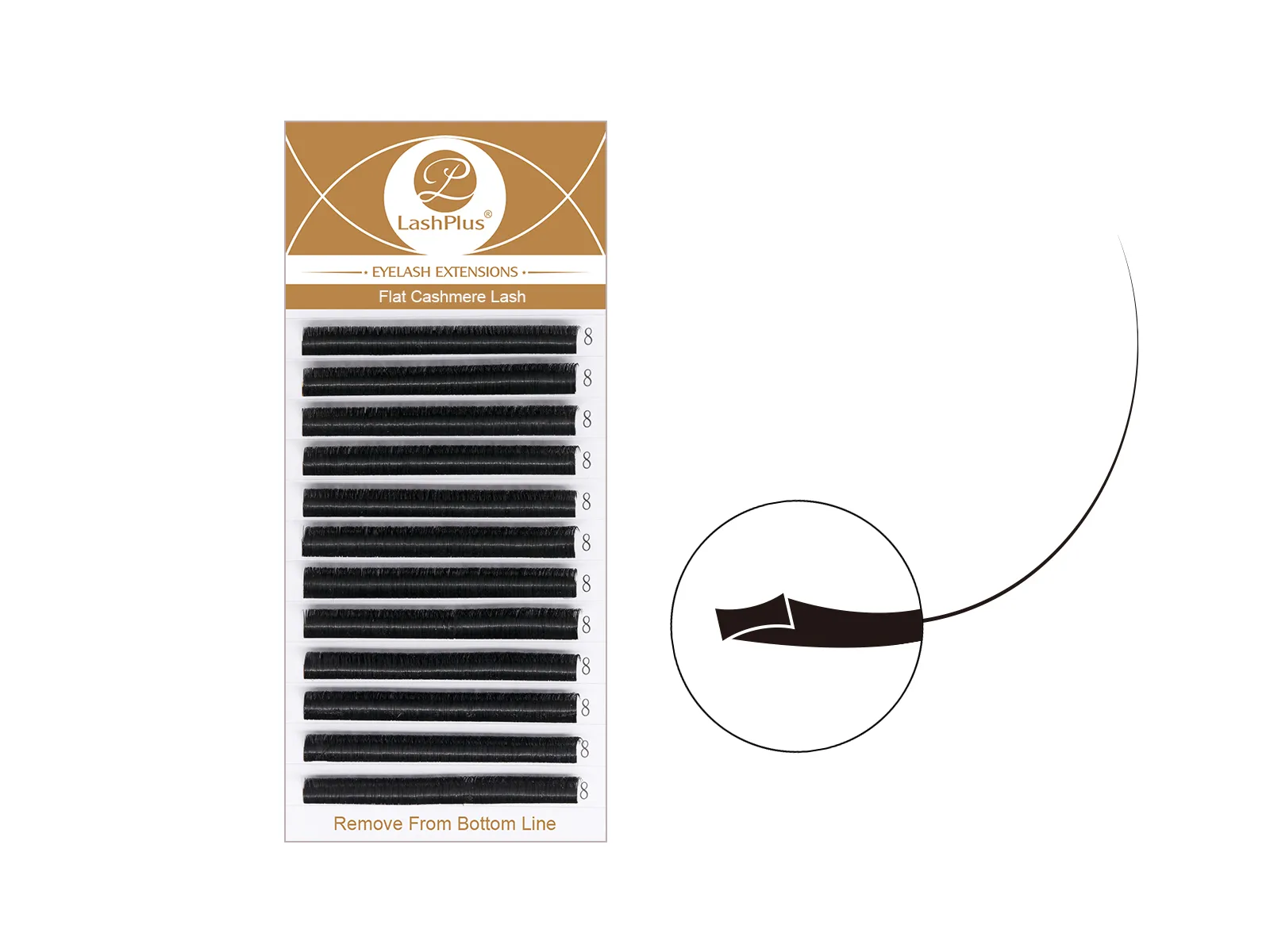 LashPlus ellipse flat eyelash extension trays, matte split-tip