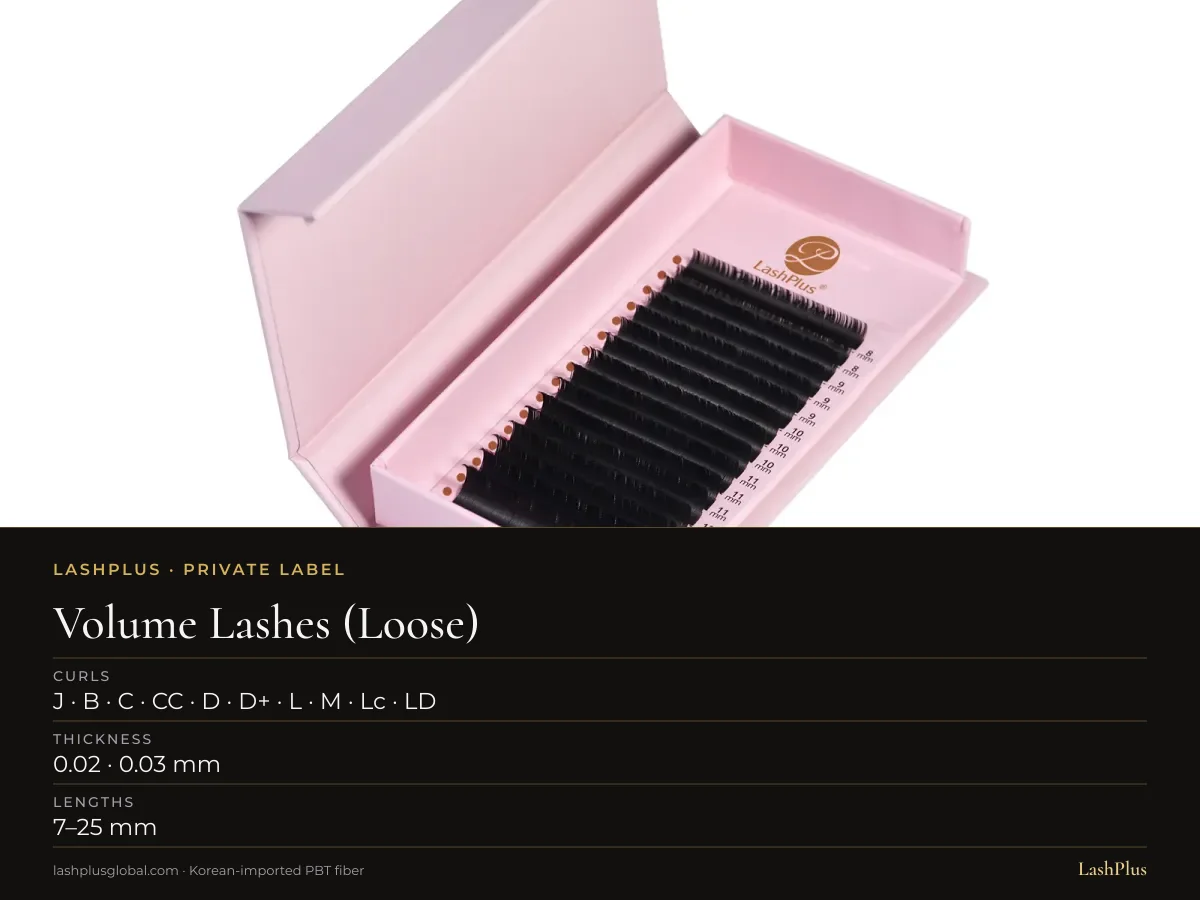 Volume Lashes (Loose) specification card