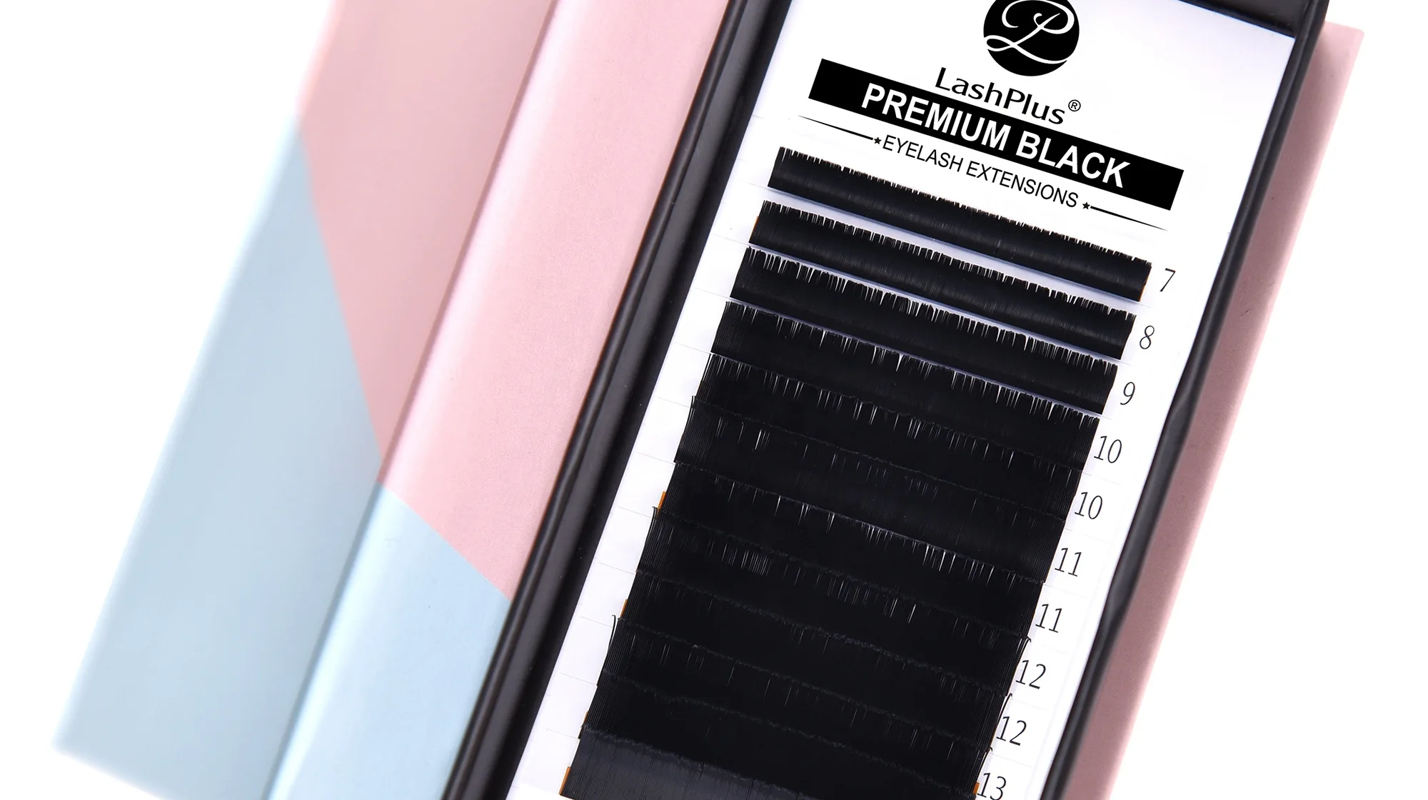 Private-label eyelash extension tray in its box